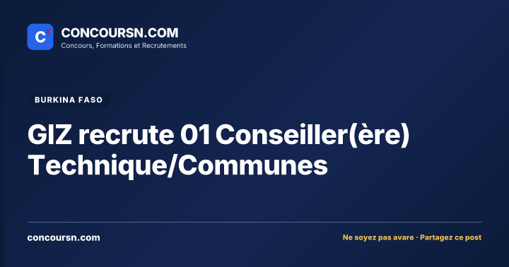 Illustration de l’article : GIZ recrute 01 Conseiller(ère) Technique/Communes
