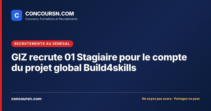 Illustration de l’article : GIZ recrute 01 Stagiaire pour le compte du projet global Build4skills