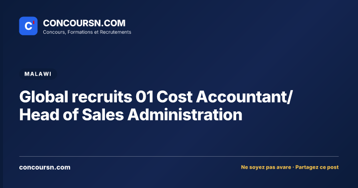 Global recruits 01 Cost Accountant/ Head of Sales Administration