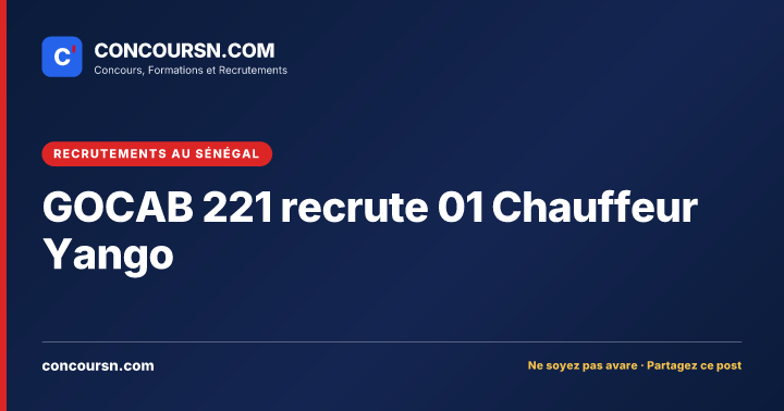 Illustration de l’article : GOCAB 221 recrute 01 Chauffeur Yango