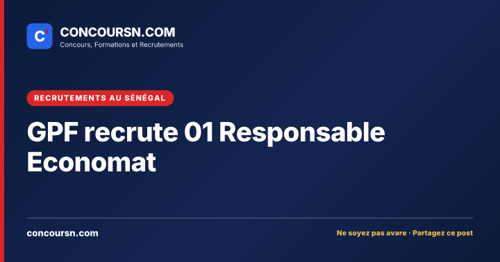 Illustration de l’article : GPF recrute 01 Responsable Economat