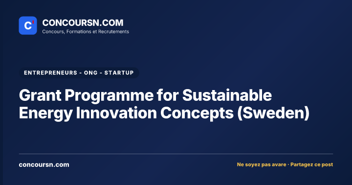 Grant Programme for Sustainable Energy Innovation Concepts (Sweden)