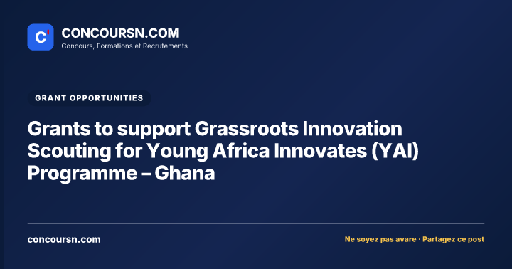 Illustration de l’article : Grants to support Grassroots Innovation Scouting for Young Africa Innovates (YAI) Programme – Ghana