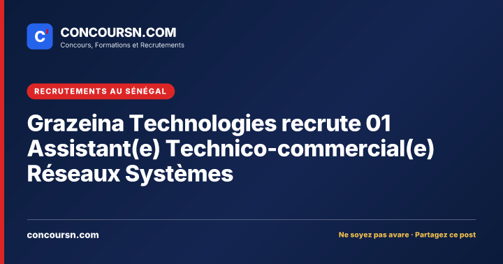 Illustration de l’article : Grazeina Technologies recrute 01 Assistant(e) Technico-commercial(e) Réseaux Systèmes