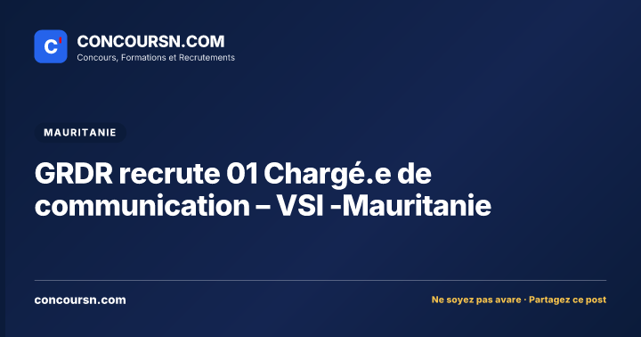 Illustration de l’article : GRDR recrute 01 Chargé.e de communication – VSI -Mauritanie