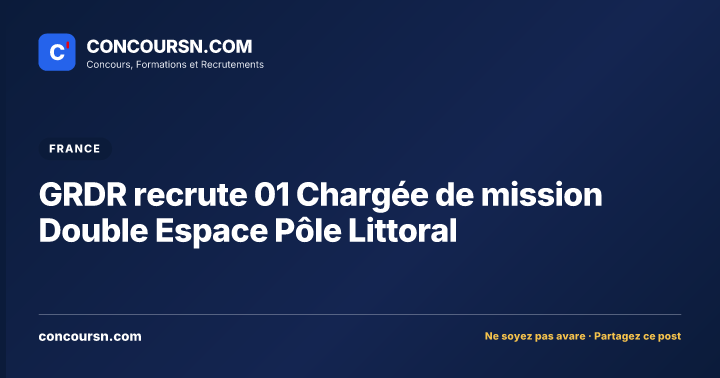 Illustration de l’article : GRDR recrute 01 Chargée de mission Double Espace Pôle Littoral