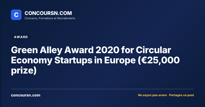 Illustration de l’article : Green Alley Award 2020 for Circular Economy Startups in Europe (€25,000 prize)