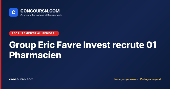 Illustration de l’article : Group Eric Favre Invest recrute 01 Pharmacien