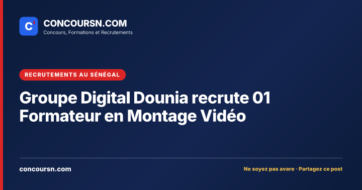 Illustration de l’article : Groupe Digital Dounia recrute 01 Formateur en Montage Vidéo