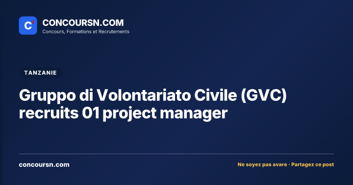 Gruppo di Volontariato Civile (GVC) recruits 01 project manager