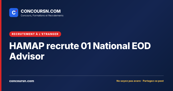 Illustration de l’article : HAMAP recrute 01 National EOD Advisor