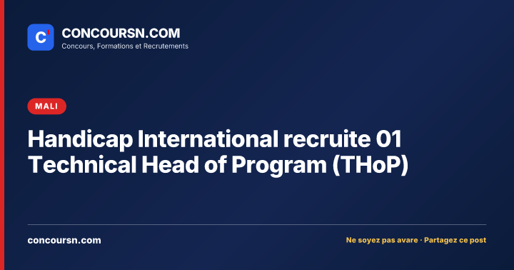Illustration de l’article : Handicap International recruite 01 Technical Head of Program (THoP)