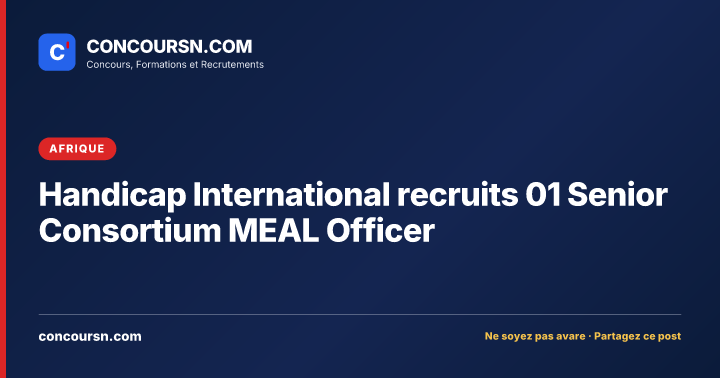 Illustration de l’article : Handicap International recruits 01 Senior Consortium MEAL Officer