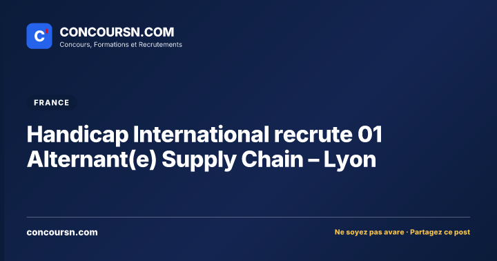 Illustration de l’article : Handicap International recrute 01 Alternant(e) Supply Chain – Lyon
