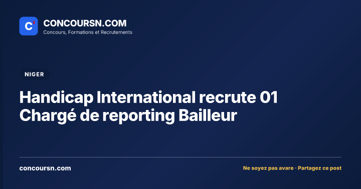 Illustration de l’article : Handicap International recrute 01 Chargé de reporting Bailleur