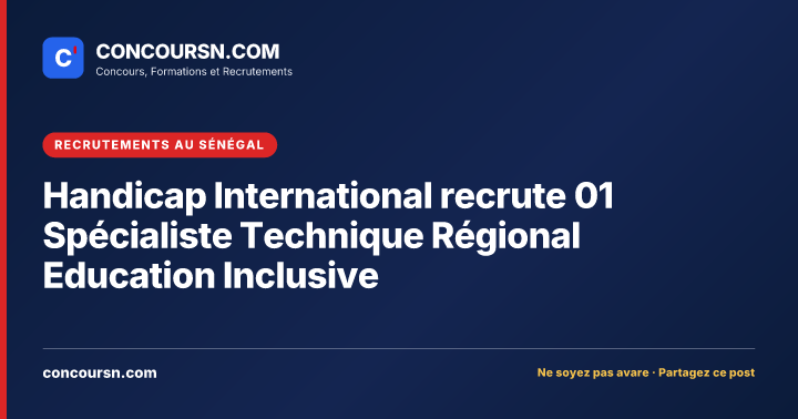 Illustration de l’article : Handicap International recrute 01 Spécialiste Technique Régional Education Inclusive