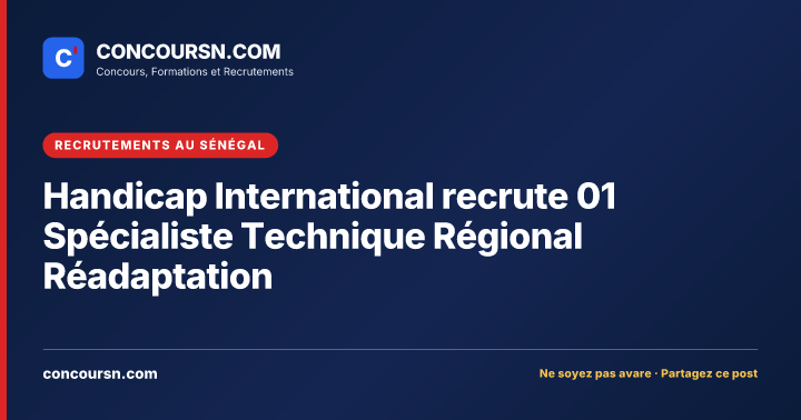 Illustration de l’article : Handicap International recrute 01 Spécialiste Technique Régional Réadaptation