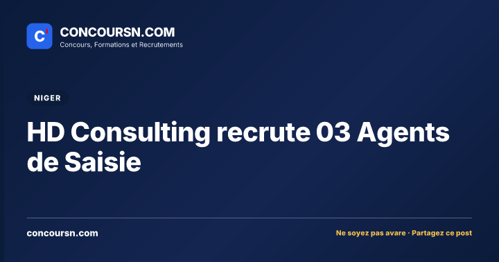 HD Consulting recrute 03 Agents de Saisie