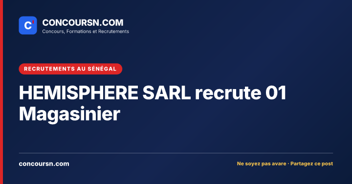 Illustration de l’article : HEMISPHERE SARL recrute 01 Magasinier