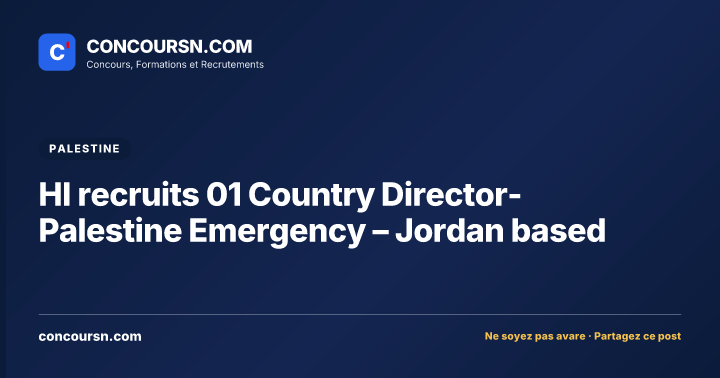 Illustration de l’article : HI recruits 01 Country Director- Palestine Emergency – Jordan based