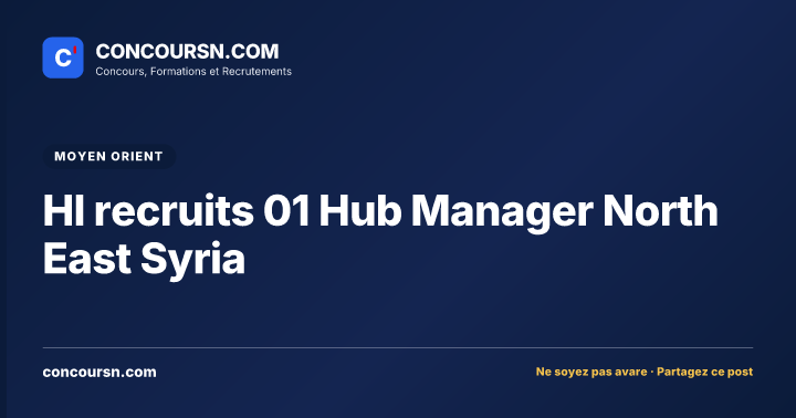 Illustration de l’article : HI recruits 01 Hub Manager North East Syria