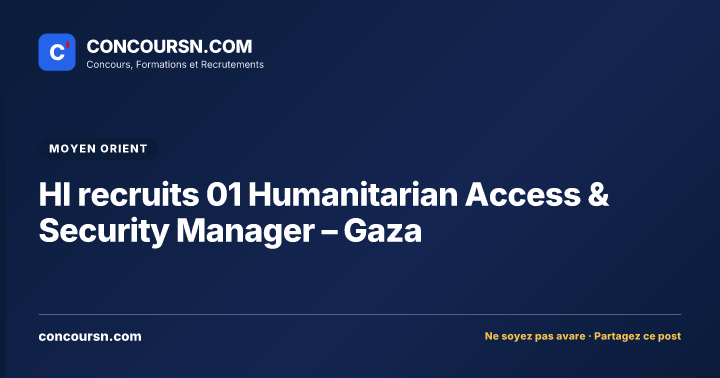 HI recruits 01 Humanitarian Access & Security Manager – Gaza