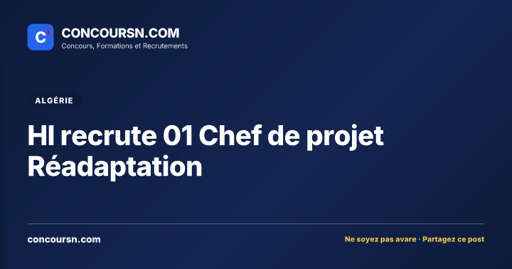 Illustration de l’article : HI recrute 01 Chef de projet Réadaptation
