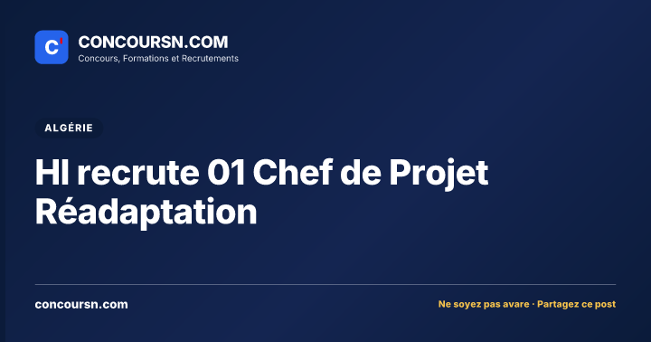 Illustration de l’article : HI recrute 01 Chef de Projet Réadaptation