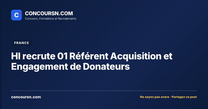 Illustration de l’article : HI recrute 01 Référent Acquisition et Engagement de Donateurs