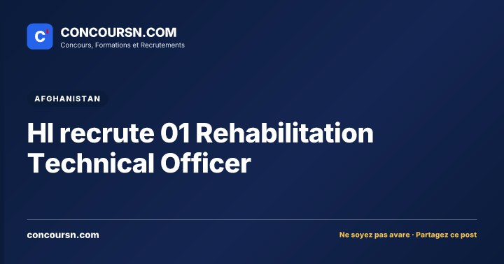 Illustration de l’article : HI recrute 01 Rehabilitation Technical Officer