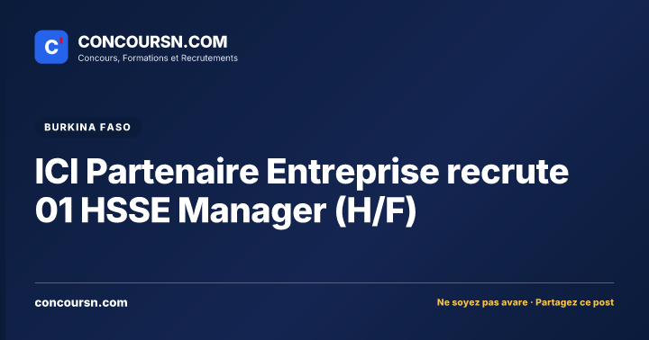 Illustration de l’article : ICI Partenaire Entreprise recrute 01 HSSE Manager (H/F)