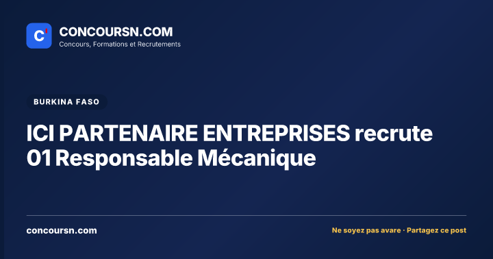 Illustration de l’article : ICI PARTENAIRE ENTREPRISES recrute 01 Responsable Mécanique