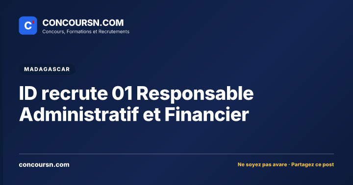 ID recrute 01 Responsable Administratif et Financier