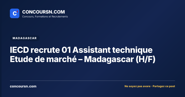 Illustration de l’article : IECD recrute 01 Assistant technique Etude de marché – Madagascar (H/F)