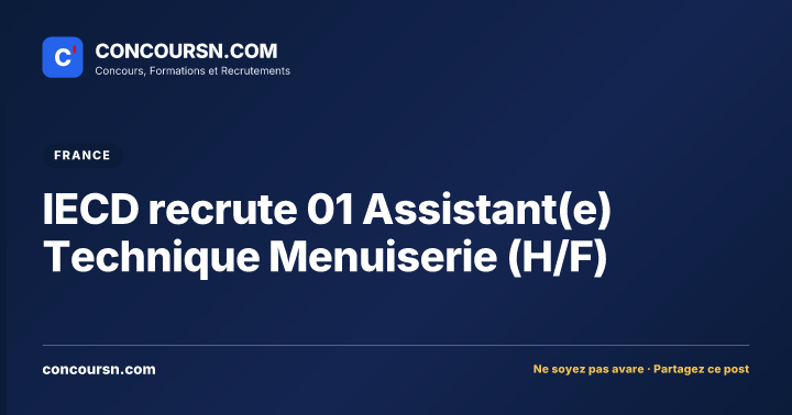 Illustration de l’article : IECD recrute 01 Assistant(e) Technique Menuiserie (H/F)