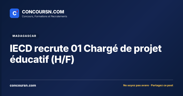 Illustration de l’article : IECD recrute 01 Chargé de projet éducatif (H/F)