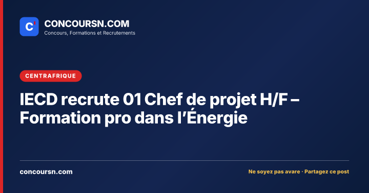 Illustration de l’article : IECD recrute 01 Chef de projet H/F – Formation pro dans l’Énergie