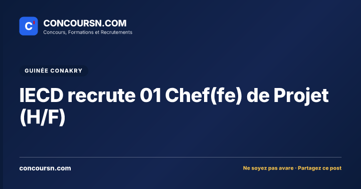 IECD recrute 01 Chef(fe) de Projet (H/F)