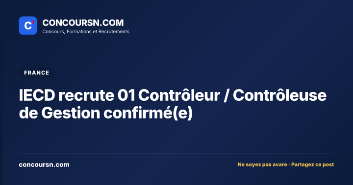 Illustration de l’article : IECD recrute 01 Contrôleur / Contrôleuse de Gestion confirmé(e)