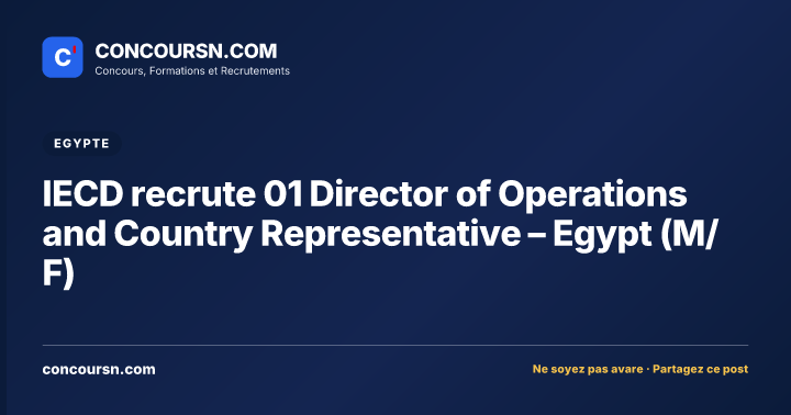 Illustration de l’article : IECD recrute 01 Director of Operations and Country Representative – Egypt (M/F)