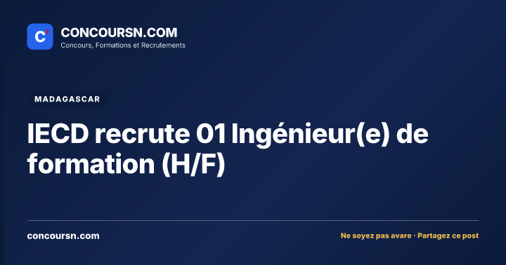 Illustration de l’article : IECD recrute 01 Ingénieur(e) de formation (H/F)