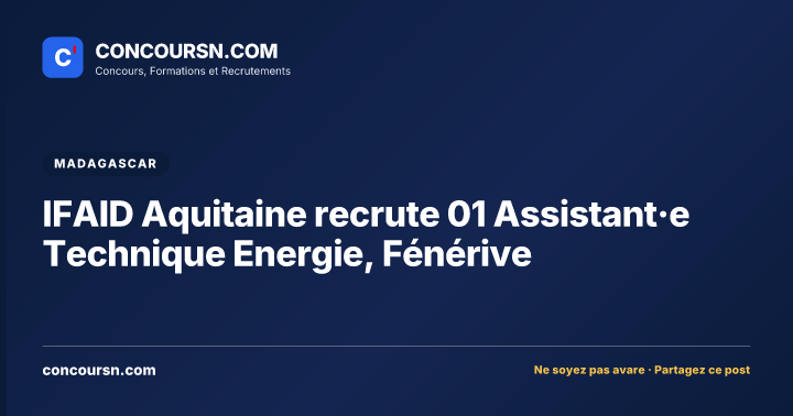 Illustration de l’article : IFAID Aquitaine recrute 01 Assistant·e Technique Energie, Fénérive