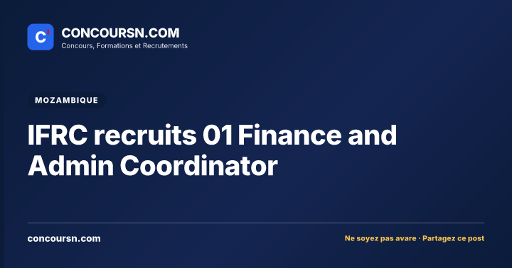 IFRC recruits 01 Finance and Admin Coordinator