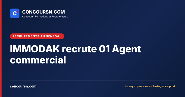 Illustration de l’article : IMMODAK recrute 01 Agent commercial