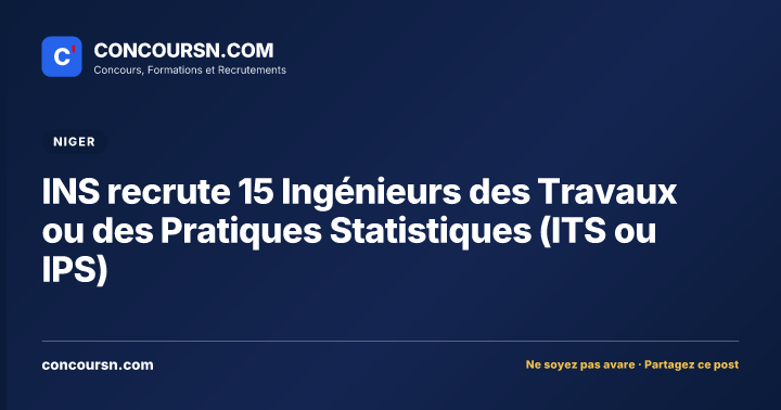 Illustration de l’article : INS recrute 15 Ingénieurs des Travaux ou des Pratiques Statistiques (ITS ou IPS)