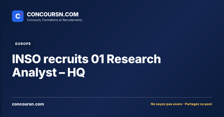 Illustration de l’article : INSO recruits 01 Research Analyst – HQ