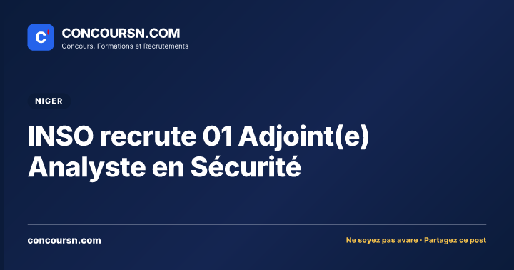 Illustration de l’article : INSO recrute 01 Adjoint(e) Analyste en Sécurité
