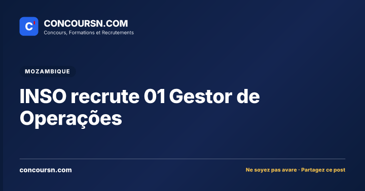 Illustration de l’article : INSO recrute 01 Gestor de Operações