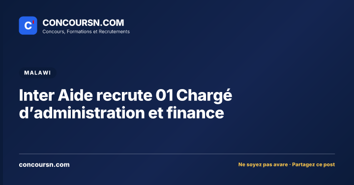 Illustration de l’article : Inter Aide recrute 01 Chargé d’administration et finance