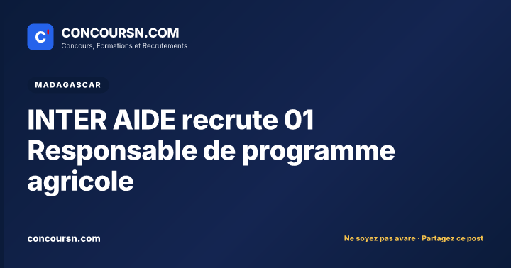 Illustration de l’article : INTER AIDE recrute 01 Responsable de programme agricole